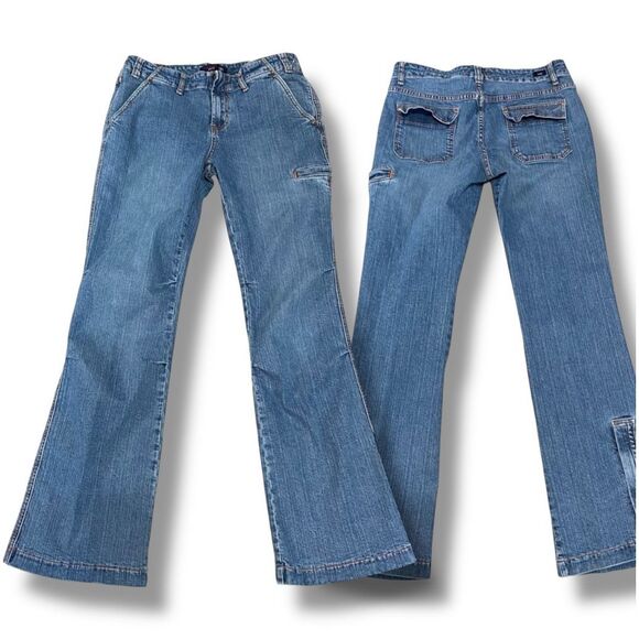 Vigoss Medium Wash Vintage Flared Zippered Bottom Jeans - Picture 1 of 12